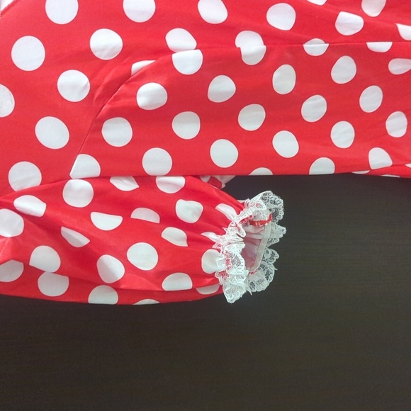 Red Sassy Mouse Polka Dot Dress with Lace Trim Costume - Size 12-14 BNWOT - Picture 2 of 4